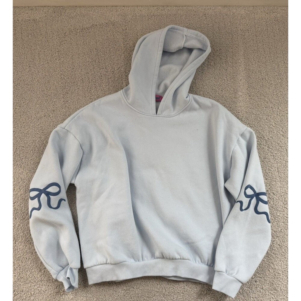 Edikted Blue Bow Hoodie Sweatshirt - Medium